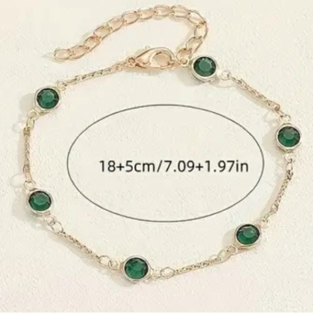⚜️❤️🔥 Gorgeous 14K Gold Plated Bracelet with Emerald Green Stones - Picture 5 of 5